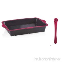Trudeau Structure Silicone Pro Oblong Baking Pan  9" x 13"  Grey/Pink PLUS a Trudeau Cake Tester - B07GGGH2KQ